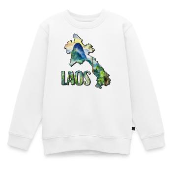 Aquarell Landkarte Laos - Kinder Premium Organic Sweatshirt - Weiß - Vorne - AI Model Kid Male (0cm)