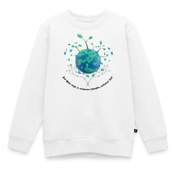 Die Welt liegt in unseren Händen, schütze Sie! - Kinder Premium Organic Sweatshirt - Weiß - Vorne - AI Model Kid Male (0cm)