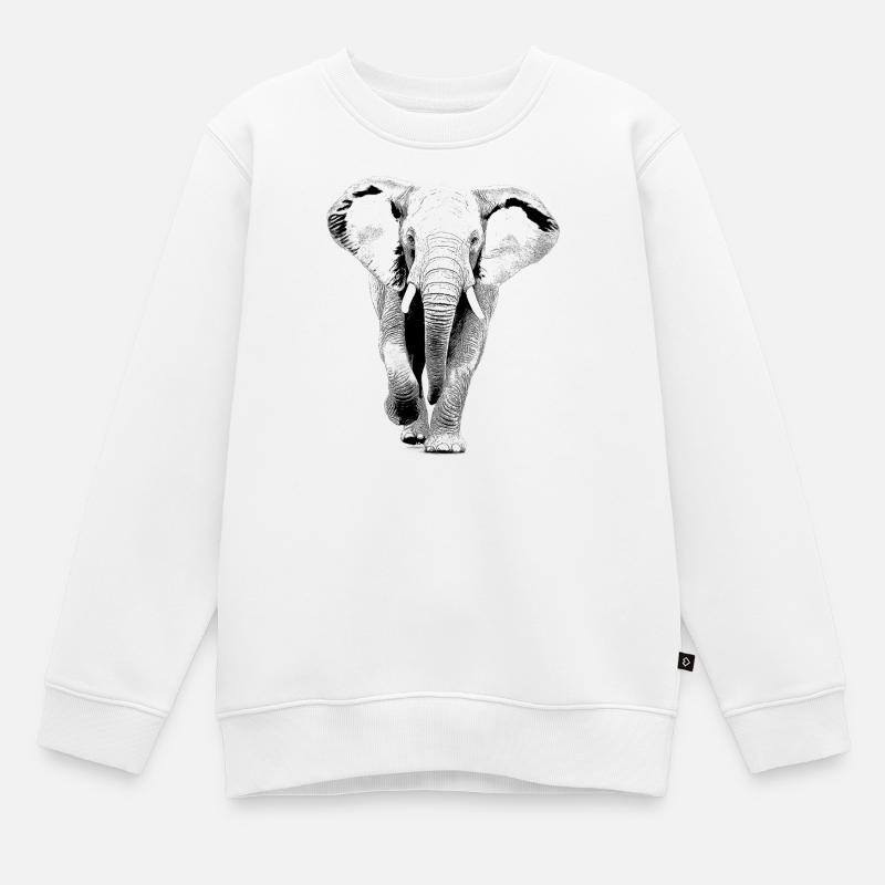 Éléphant - Sweat Premium enfant bio - blanc