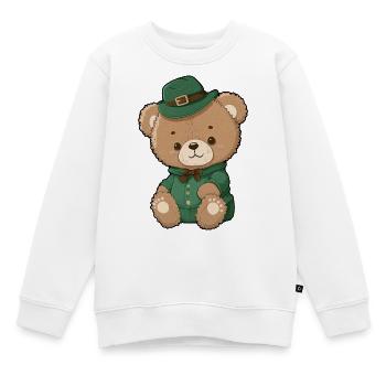 Ours lutin émeraude - Sweat Premium enfant bio - blanc - Devant - AI Model Kid Male (0cm)