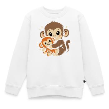 Punch Monkey Affe - Kinder Premium Organic Sweatshirt - Weiß - Vorne - AI Model Kid Male (0cm)