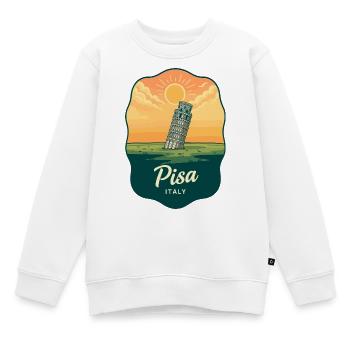 Insigne vintage Sunset de la Tour de Pise - Sweat Premium enfant bio - blanc - Devant - AI Model Kid Male (0cm)
