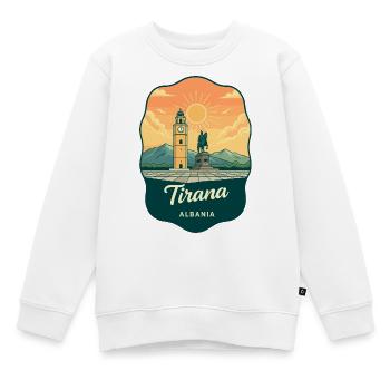 Insigne de voyage vintage de la place Skanderbeg de Tirana - Sweat Premium enfant bio - blanc - Devant - AI Model Kid Male (0cm)