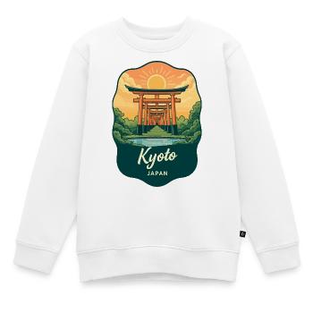 Kyoto Golden Pavilion Vintage-Sonnenuntergangsabzeichen - Kinder Premium Organic Sweatshirt - Weiß - Vorne - AI Model Kid Male (0cm)