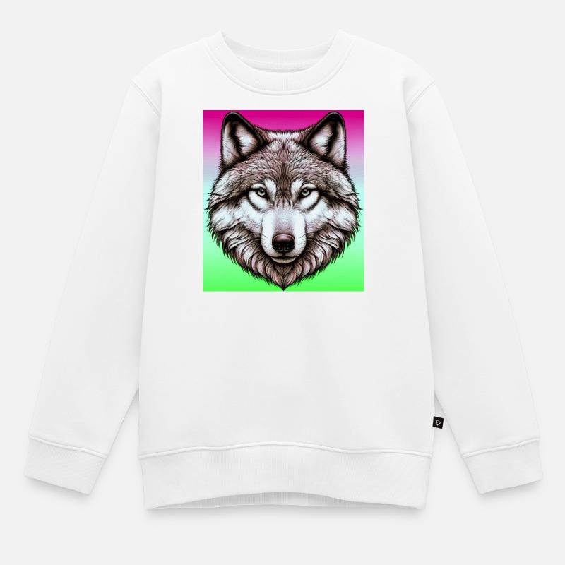 Wolf - Kinder Premium Organic Sweatshirt - Weiß