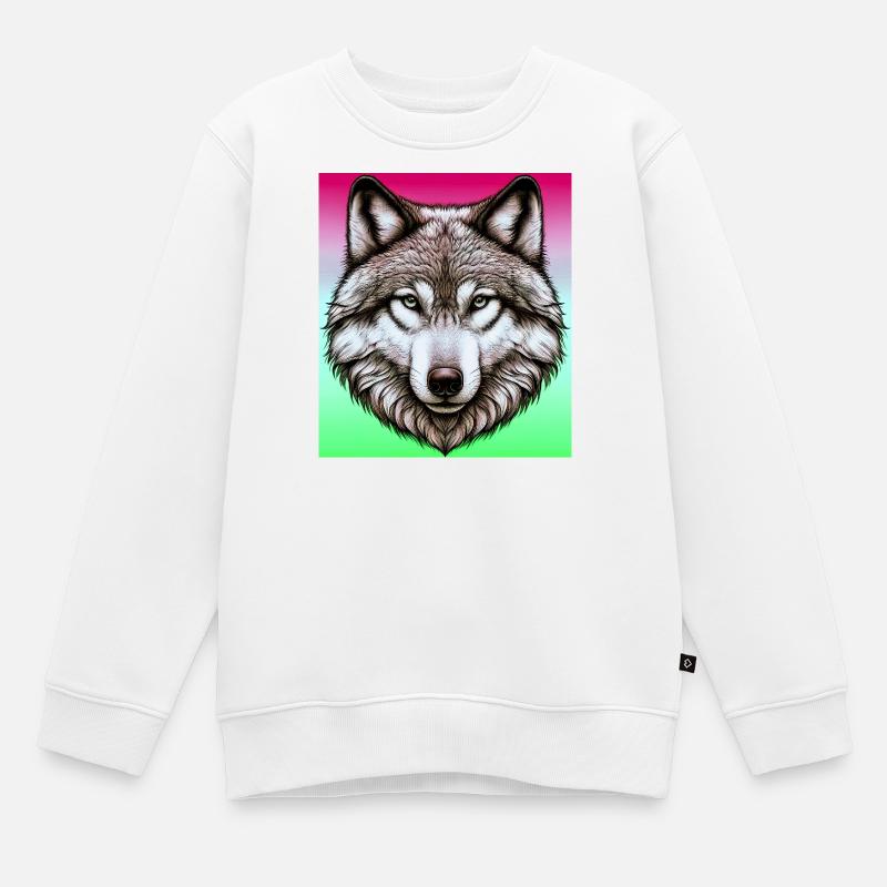 Loup - Sweat Premium enfant bio - blanc