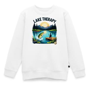 Lake Therapy Sonnenuntergangsangeln - Kinder Premium Organic Sweatshirt - Weiß - Vorne - AI Model Kid Male (0cm)