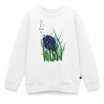 Poisson abstrait dans la conception sous-marine des herbiers marins - Sweat Premium enfant bio - blanc - Devant - AI Model Kid Male (0cm)