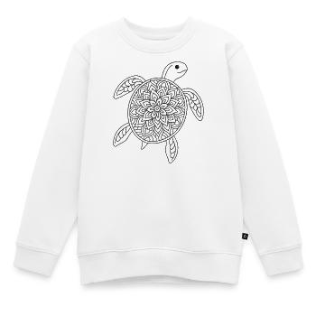 Turtle mandala coloring page - Kids Premium Organic Sweatshirt - white - Front - AI Model Kid Male (0cm)