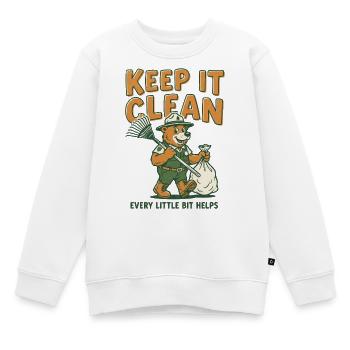 Keep It Clean Bear Clean-Grafik - Kinder Premium Organic Sweatshirt - Weiß - Vorne - AI Model Kid Male (0cm)