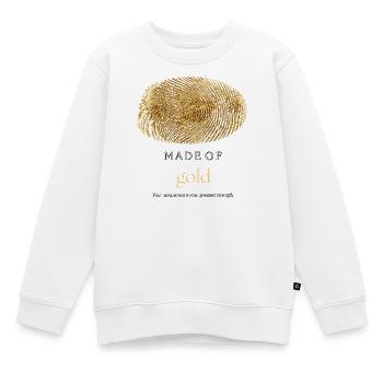 Made of Gold Fingerprint Quote Design - Kids Premium Organic Sweatshirt - white - Front - AI Model Kid Male (0cm)