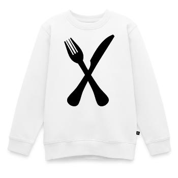 besteck - Kinder Premium Organic Sweatshirt - Weiß - Vorne - AI Model Kid Male (0cm)