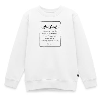Weisheit erwerben ist besser - Kinder Premium Organic Sweatshirt - Weiß - Vorne - AI Model Kid Male (0cm)