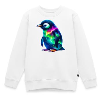 Aurora Borealis Pinguin - Kinder Premium Organic Sweatshirt - Weiß - Vorne - AI Model Kid Male (0cm)