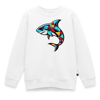 Harlekin-Hai - Kinder Premium Organic Sweatshirt - Weiß - Vorne - AI Model Kid Male (0cm)