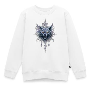 Mystischer Wolfskopf. - Kinder Premium Organic Sweatshirt - Weiß - Vorne - AI Model Kid Male (0cm)