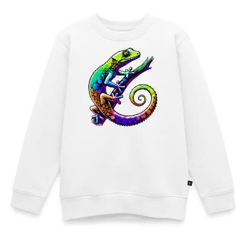 Gecko - Kinder Premium Organic Sweatshirt - Weiß - Vorne - AI Model Kid Male (0cm)