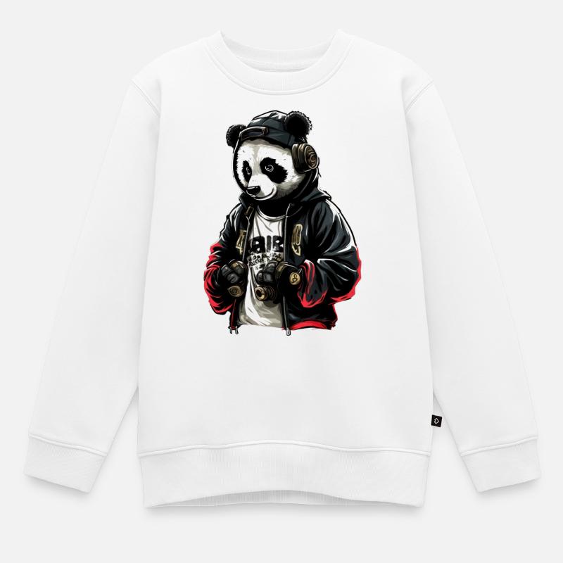 SSW29 Disco Panda - Sweat Premium enfant bio - blanc