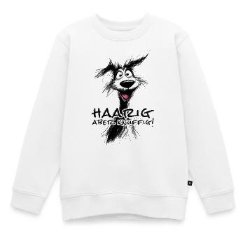 Lustige Hund Skizze –Haarig aber knuffig - Kinder Premium Organic Sweatshirt - Weiß - Vorne - AI Model Kid Male (0cm)