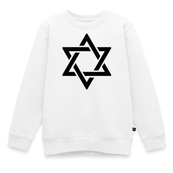Étoile de David en noir - Sweat Premium enfant bio - blanc - Devant - AI Model Kid Male (0cm)