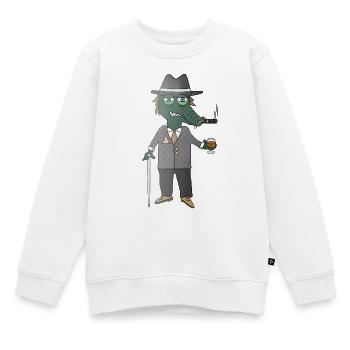 Echse im Anzug mit Zigarre - Kinder Premium Organic Sweatshirt - Weiß - Vorne - AI Model Kid Male (0cm)