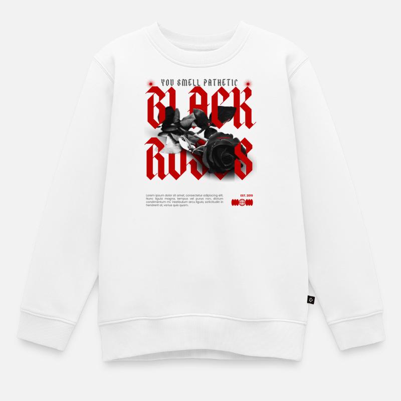 Rose noire rebelle avec déclaration - Sweat Premium enfant bio - blanc