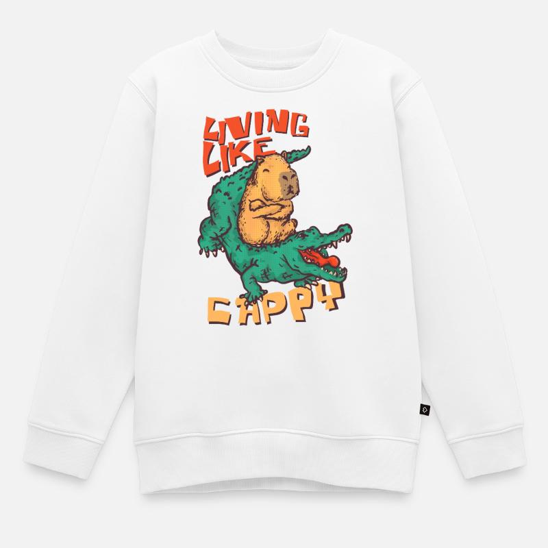 Vivere come Cappy - Cappybara cavalca il coccodrillo - Felpa Premium bambino bio - bianco