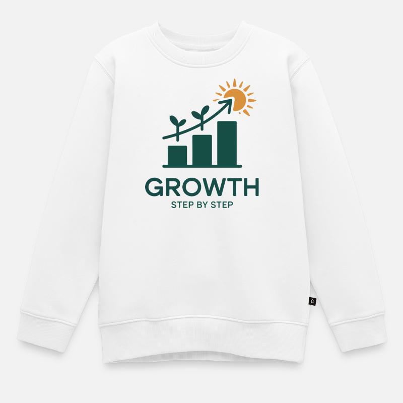 Croissance étape par étape – Succès & Croissance - Sweat Premium enfant bio - blanc