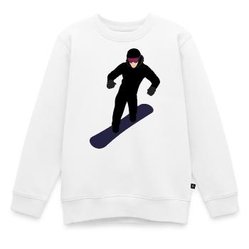 Snowboardeur dynamique - Sweat Premium enfant bio - blanc - Devant - AI Model Kid Male (0cm)
