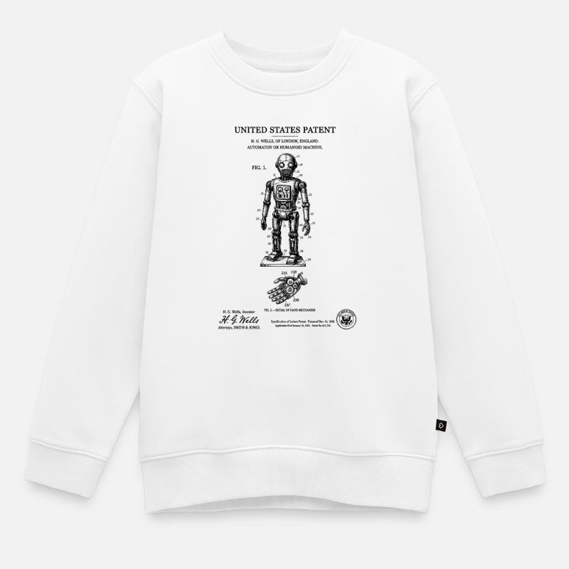 Humanoid Robot Patent – Vintage Technical Board - Kinder Premium Organic Sweatshirt - Weiß