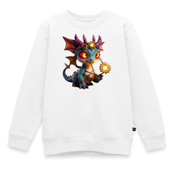 Dragon Steampunk Illuminé - Sweat Premium enfant bio - blanc - Devant - AI Model Kid Male (0cm)