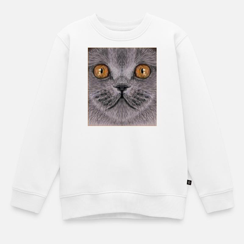 Britisch-Kurzhaar-Katze - Kinder Premium Organic Sweatshirt - Weiß