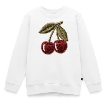 Kirschen Stickoptik Patch Design - Kinder Premium Organic Sweatshirt - Weiß - Vorne - AI Model Kid Male (0cm)