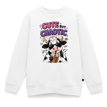Süß aber chaotisch - Kuh mit Eiskaffee - Kinder Premium Organic Sweatshirt - Weiß - Vorne - AI Model Kid Male (0cm)