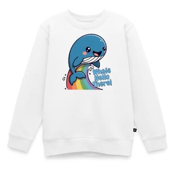 Rainbow Whale Hello There - Kids Premium Organic Sweatshirt - white - Front - AI Model Kid Male (0cm)