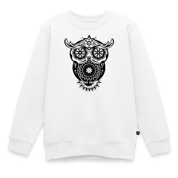 Eule mit verschiedenen Verzierungen im - Kinder Premium Organic Sweatshirt - Weiß - Vorne - AI Model Kid Male (0cm)