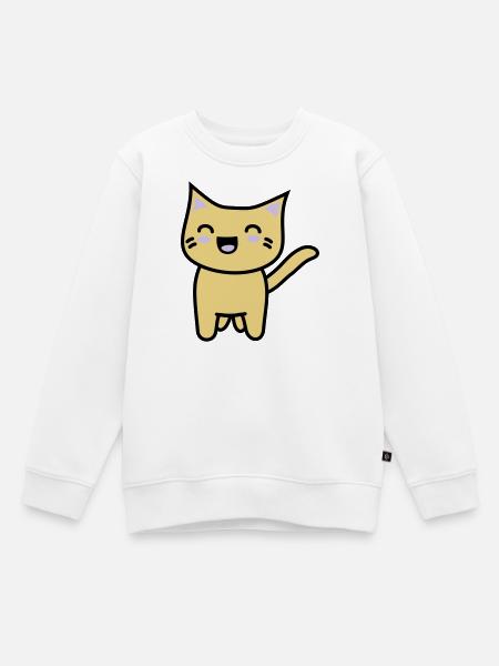 Kawaii Kitteh freut sich - Kinder Premium Organic Sweatshirt - Weiß