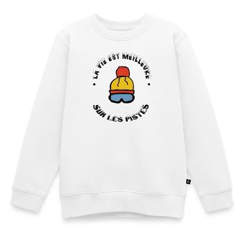 la vie est meilleure sur les pistes - Sweat Premium enfant bio - blanc - Devant - AI Model Kid Male (0cm)