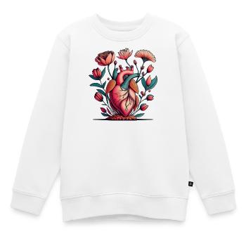 Blumenherz Anatomie Burst - Kinder Premium Organic Sweatshirt - Weiß - Vorne - AI Model Kid Male (0cm)