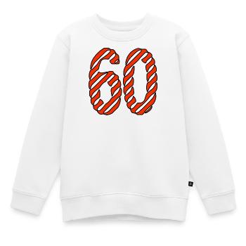 60. 60 ANS. 60e ANNIVERSAIRE. ANNIVERSAIRE 60 ANS. - Sweat Premium enfant bio - blanc - Devant - AI Model Kid Male (0cm)