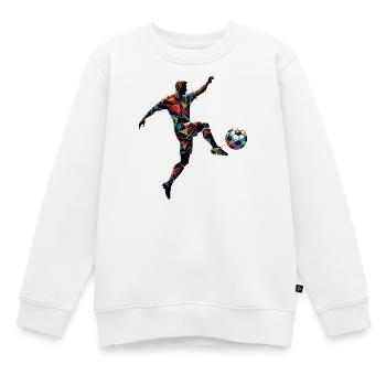 dynamischer Fußballspieler spielt Fußball - Kinder Premium Organic Sweatshirt - Weiß - Vorne - AI Model Kid Male (0cm)
