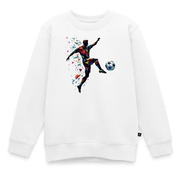 dynamischer Fußballspieler spielt Fußball - Kinder Premium Organic Sweatshirt - Weiß - Vorne - AI Model Kid Male (0cm)