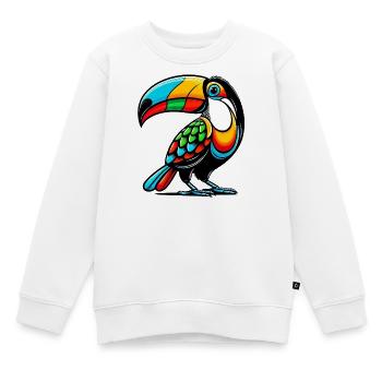Harlekin Tukan - Kinder Premium Organic Sweatshirt - Weiß - Vorne - AI Model Kid Male (0cm)