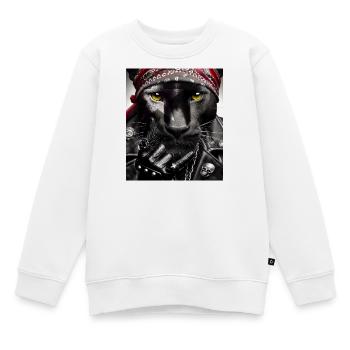 Schwarzes Panther Rebel Biker Style Lederbandana - Kinder Premium Organic Sweatshirt - Weiß - Vorne - AI Model Kid Male (0cm)