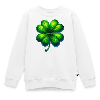 Trèfle à quatre feuilles - Sweat Premium enfant bio - blanc - Devant - AI Model Kid Male (0cm)