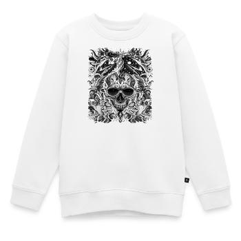 Crâne tribal sombre avec des éléments mystiques - Sweat Premium enfant bio - blanc - Devant - AI Model Kid Male (0cm)