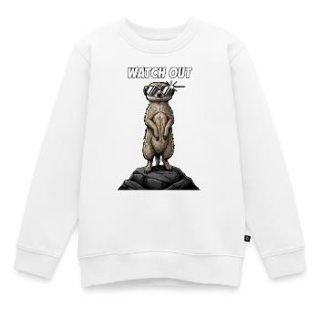 Coole Erdmännchen watch out Design - Kinder Premium Organic Sweatshirt - Weiß - Vorne - AI Model Kid Male (0cm)