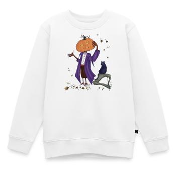 Citrouille fringante en manteau violet - Sweat Premium enfant bio - blanc - Devant - AI Model Kid Male (0cm)