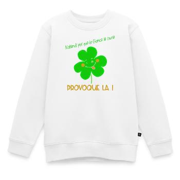 Trèfle Provoque la Chance Joyeuse - Sweat Premium enfant bio - blanc - Devant - AI Model Kid Male (0cm)