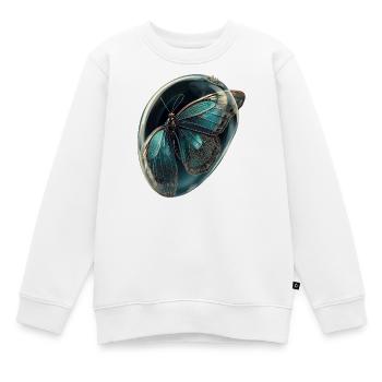 Türkis-Blasen-Schmetterling - Kinder Premium Organic Sweatshirt - Weiß - Vorne - AI Model Kid Male (0cm)